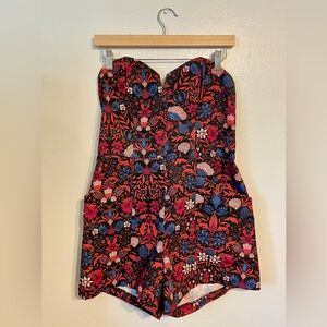 H&M Conscious Strapless Multi Floral Print Romper